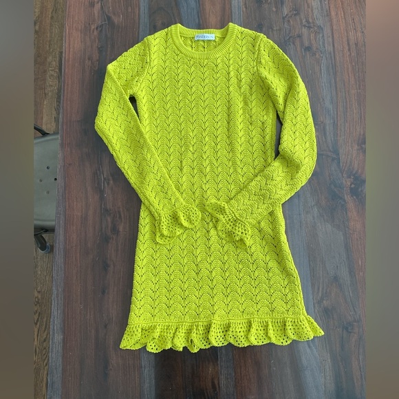Frill Detail Long Sleeve Crochet Effect Dress" by JW Anderson - Picture 2 of 5
